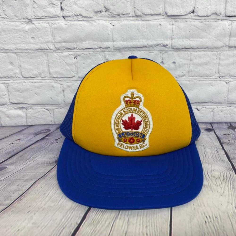 Vintage Trucker Hat Mesh Kelowna B.C. Legion Foam Visor Cap Snapback